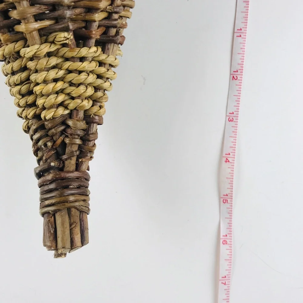 Vintage Woven Wicker Wall Pocket Sconce Basket Hanging Planter